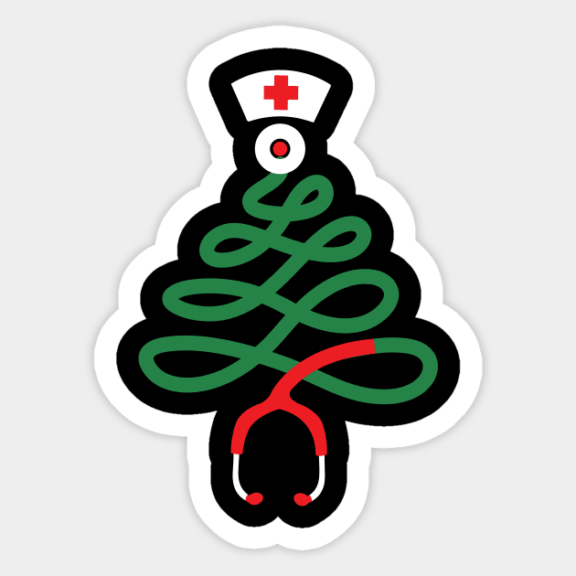 Funny Nurse pine stethoscope Christmas Gift Sticker by thuden1738